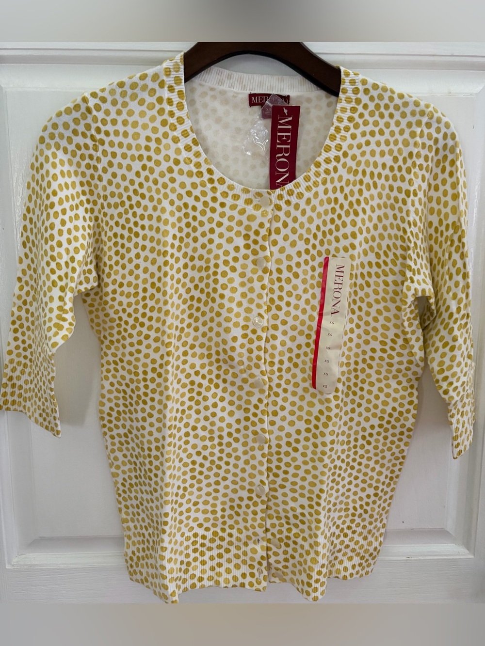Merona Yellow Polka Dot Button Cardigan XS